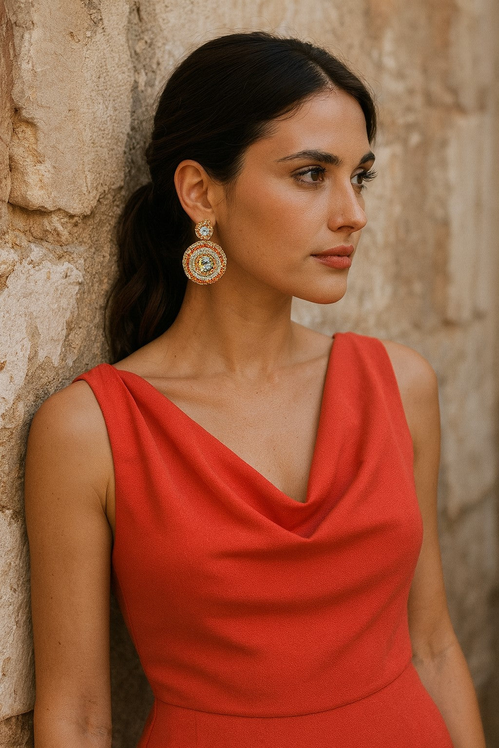 Aro Tejido coral / verde agua