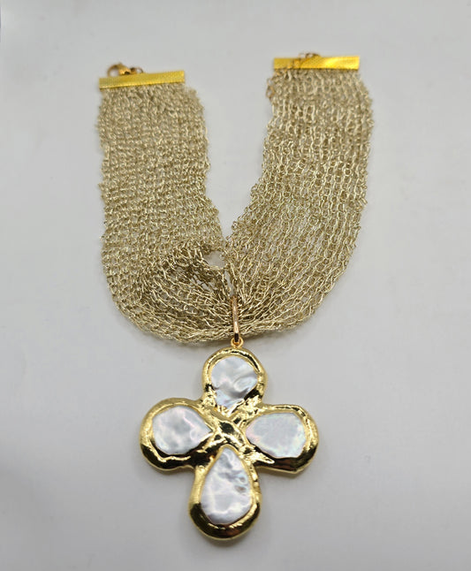 Collar Tejido con colgante Perla
