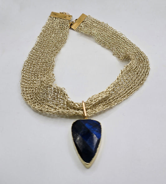 Collar Tejido piedra colgante
