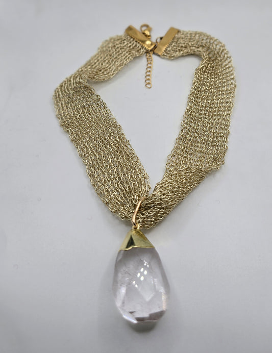 Collar tejido y Piedra colgante