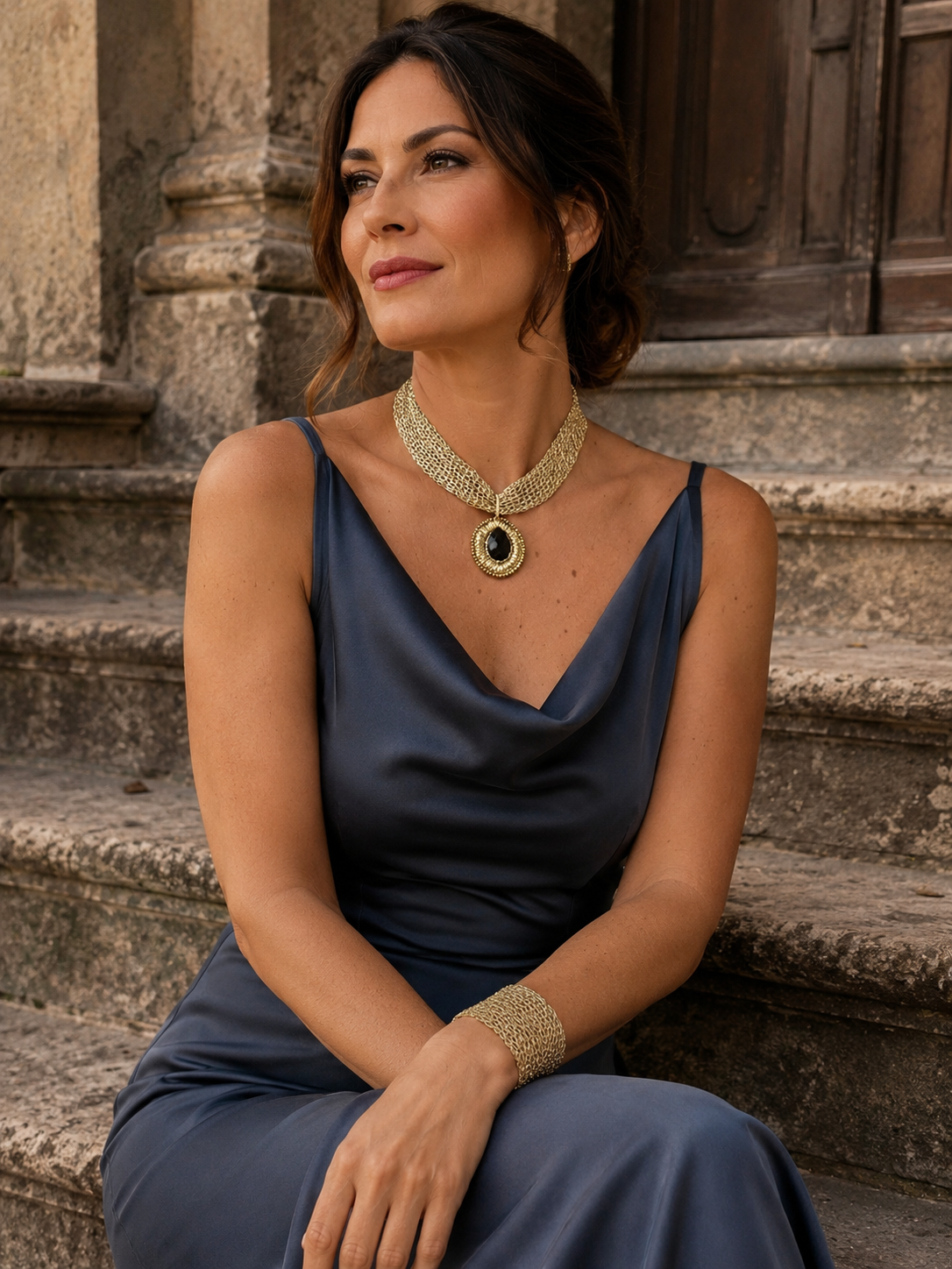 Collar Tejido con colgante Bordado
