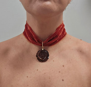 Chocker Terciopelo Colgante Rosa