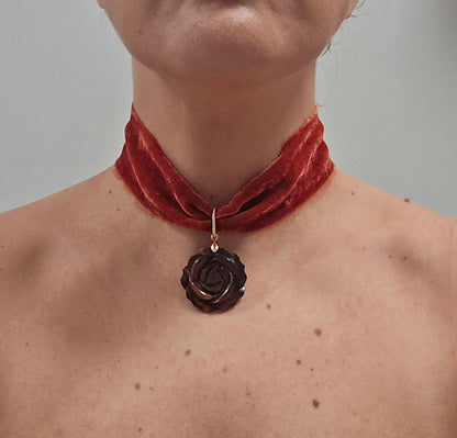 Chocker Terciopelo Colgante Rosa