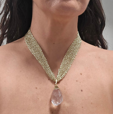Collar tejido y Piedra colgante