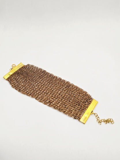 Pulsera Tejida Ancha café cobre