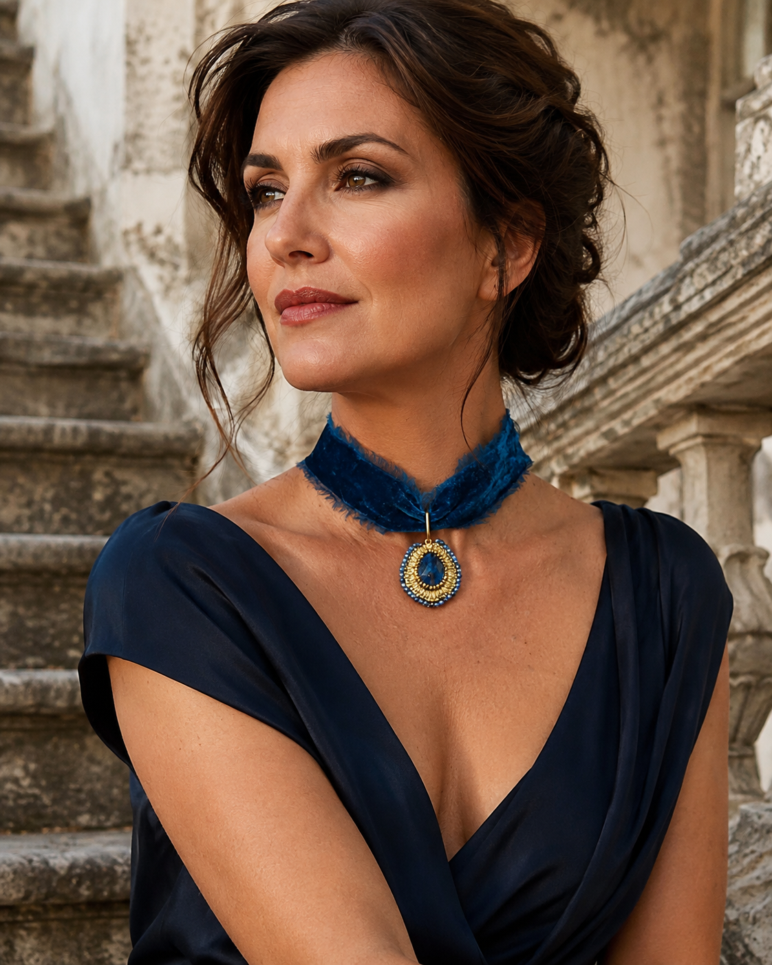 Chocker Terciopelo con colgante bordado