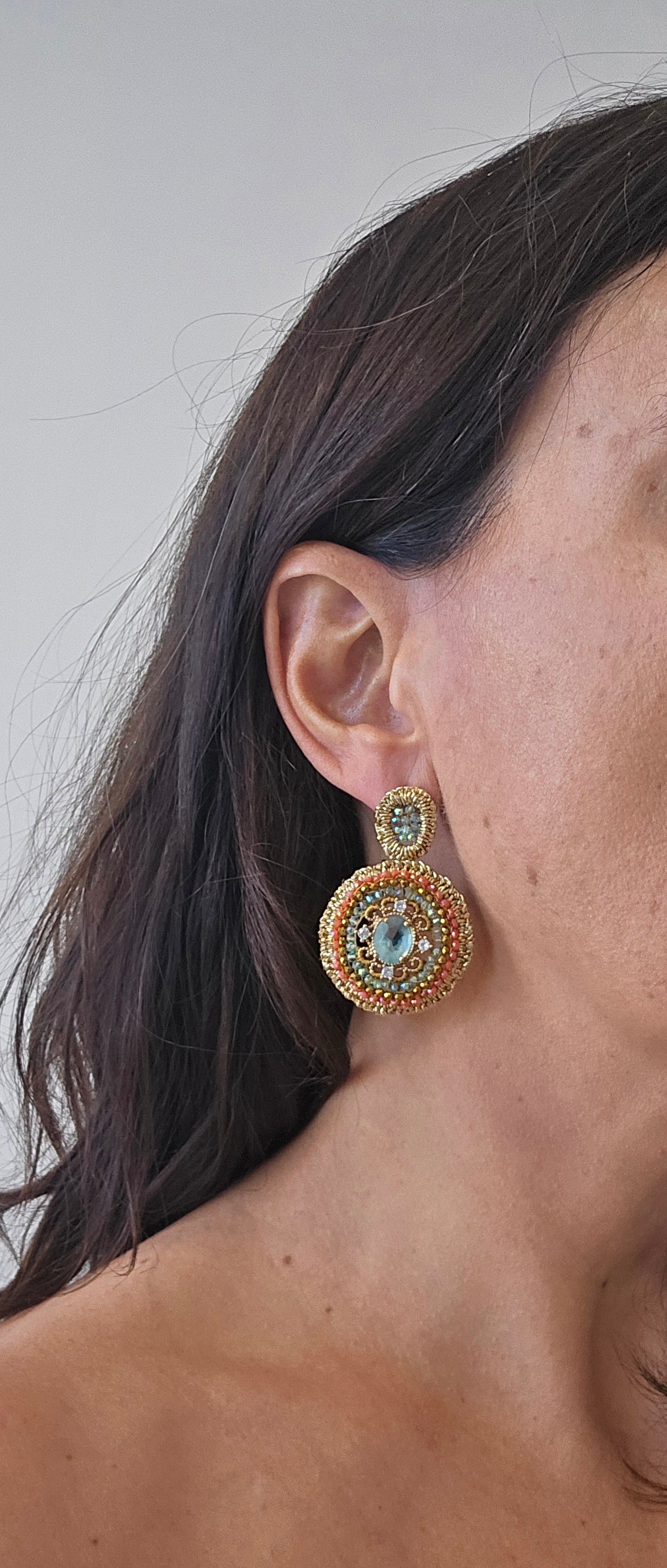 Aro Tejido coral / verde agua