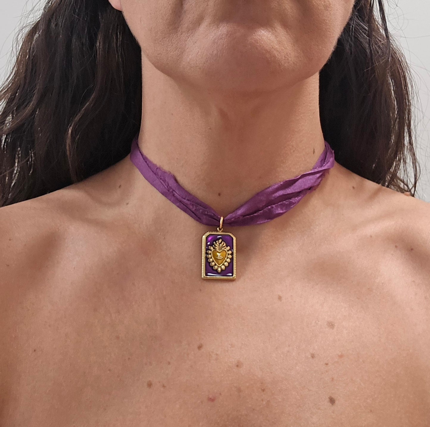 Collar seda Morado