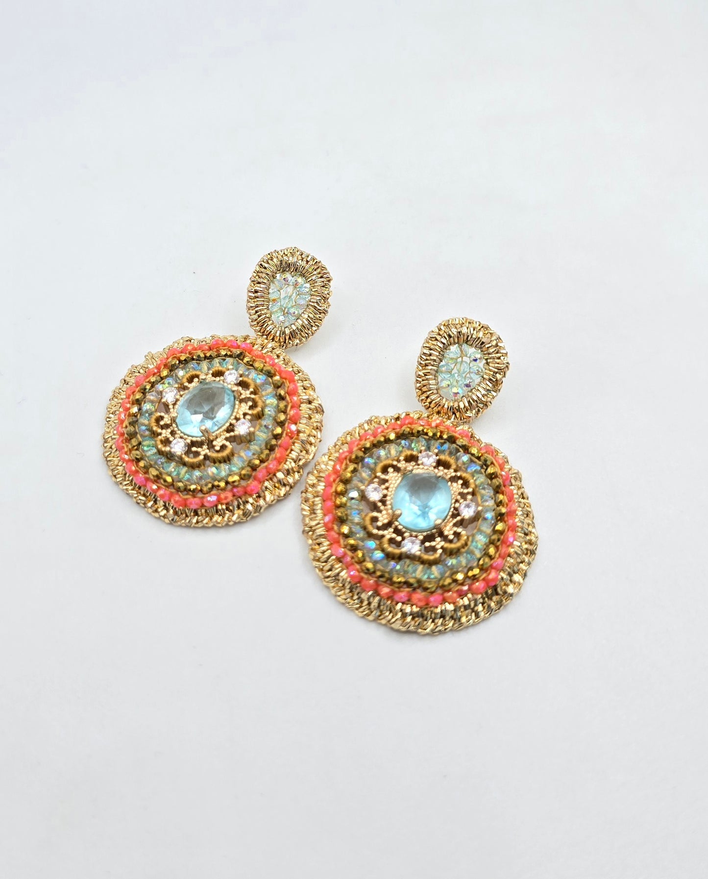 Aro Tejido coral / verde agua