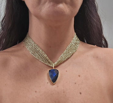Collar Tejido piedra colgante