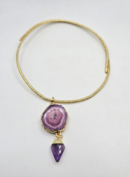 Collar ajustable con piedra Colgante