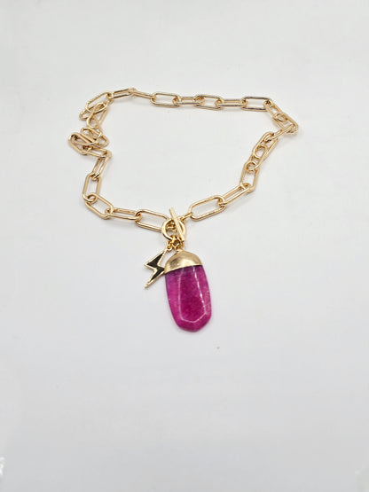Collar Piedra Fucsia