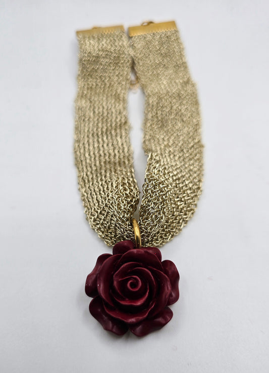 Chocker Tejido Colgante Rosa