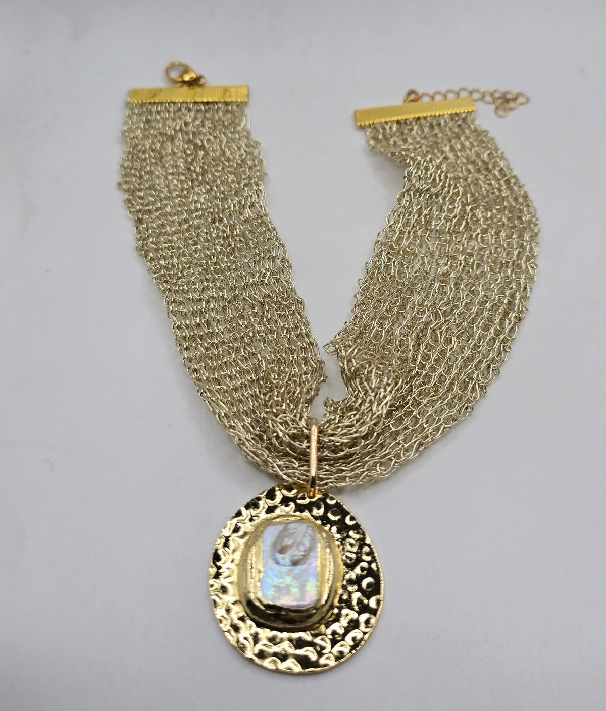 Collar Tejido con colgante Perla