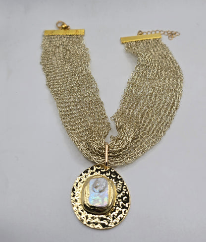 Collar Tejido con colgante Perla