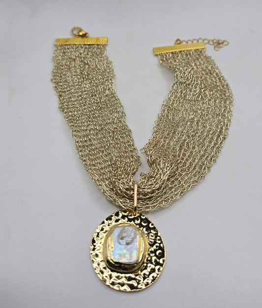 Collar Tejido con colgante Perla