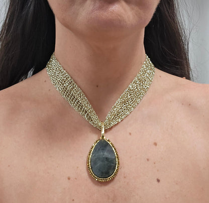 Collar Tejido piedra labradorita
