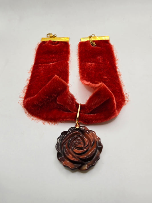 Chocker Terciopelo Colgante Rosa